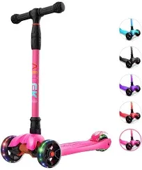 Allek Kick Scooter B02 Lean &#039;N Glide Scooter with Extra Wide PU Light-Up Whee...