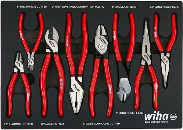 Wiha Classic Grip Pliers and Cutters Tray Set