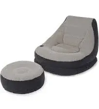 Intex Inflatable Ultra Lounge Chair with Cup Holder and Ottoman Set (3 Pack)