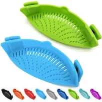 2 Pcs Clip on Strainer Pot Strainer for Pasta Meat Vegetables Fruit Silicone ...