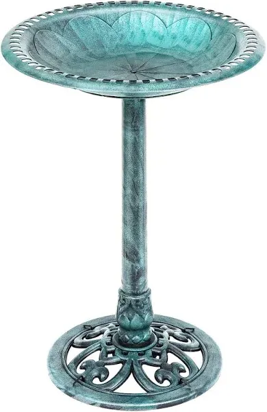 28&#034; Height Pedestal Bird Bath Outdoor Garden Decor Vintage Yard Art Birdbath