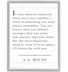 Stupell Industries I'll Always Be With You A.A. Milne Wall Art Lettered and Lined