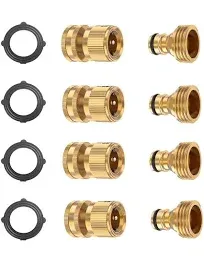 (Garden Hose Quick Connector Set, Solid Brass 3/4 Inch Water Fitings 6 Sets