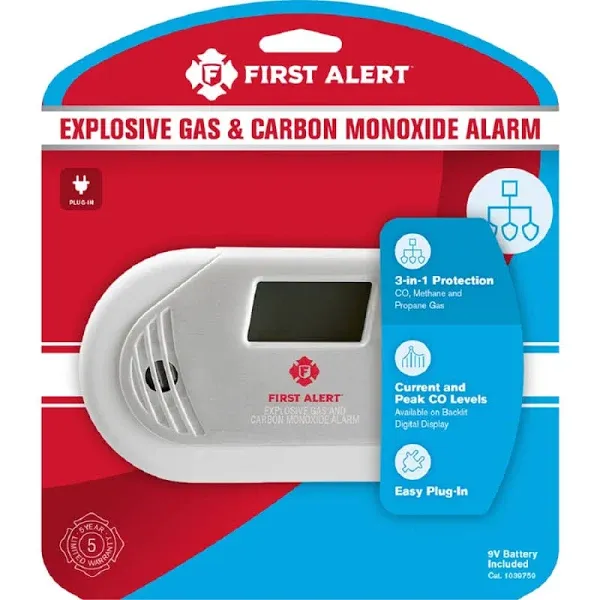 First Alert 1039760 3-in-1 Explosive Gas &amp; Carbon Monoxide Alarm