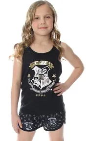 Harry Potter Big Girls' Hogwarts House Crest Racerback Tank and Shorts Pajama Lounge Set