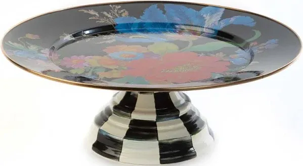 Flower Market Pedestal Platter, Black