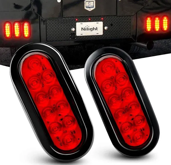 Nilight TL-01 6" Oval Red LED Tail Trailer Lights