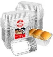  Disposable Aluminum Mini Loaf Pans with Lids, 1 lb () New 50 Pack Pans + Lids