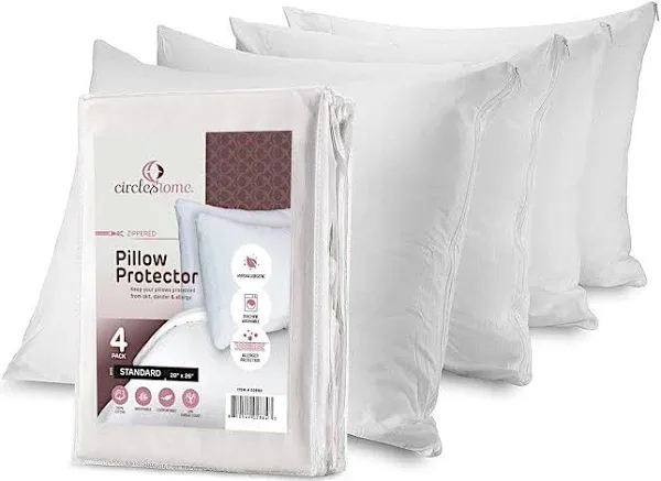 CIRCLESHOME Zippered Pillow Protectors 100% Cotton Healthy Breathable & Quiet