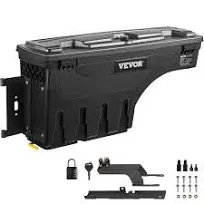 VEVOR Truck Bed Storage Box, Lockable Password Padlock, 6.6 Gal ABS Wheel Well Tool Box, Waterproof