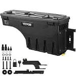 VEVOR Truck Bed Storage Box, Complete Bolt Accessory Kit, Lockable Swing Case with Password Padlock, 6.6 Gal/25 L ABS Wheel Well Tool Box, Compatible