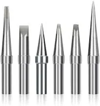 Xianglaa-Soldering Iron Tip 6Pcs Solder Tips, ET Soldering Iron Replacement Tips, for WES51/50,WESD51,PES51 / 50,WE1010NA WCC100 LR21 ET Tip Series Easy to Replace (Color : Silver)