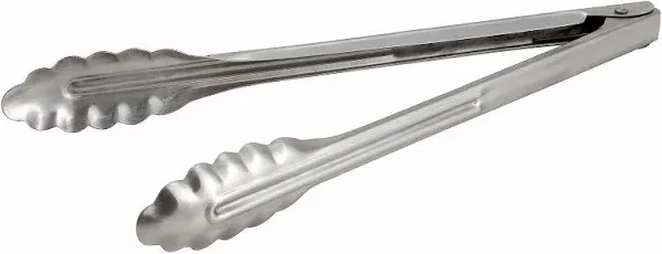 Winco UT-12 Coiled Spring Utility Tong Heavyweight Stainless Steel 12-Inch