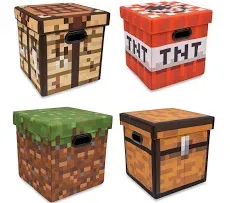 Ukonic Minecraft 4-Piece 13 Inch Fabric Storage Bin