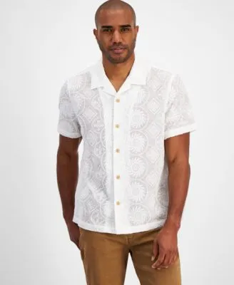 "Men's Emory Embroidered Short Sleeve Button-Front Camp Shirt"