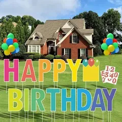 ComboJoy Happy Birthday Yard Sign with Stakes