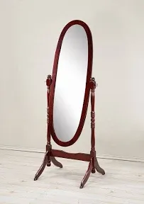 Roundhill Furniture Traditional Floor Cheval Mirror, Cherry