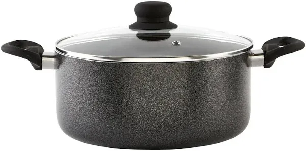 Imusa 10 Quart Aluminum Nonstick Charcoal Exterior Stockpot with Glass Lid and Steam Vent