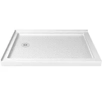 DreamLine DLT-1036541 Slimline 36" D x 54" W x 2 3/4" H Left Drain Double Threshold Shower Base in White