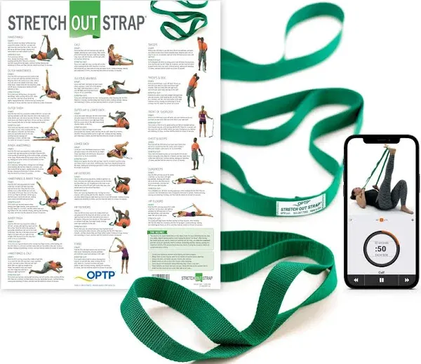 OPTP The Original Stretch Out Strap with Exercise Poster – Made in The USA