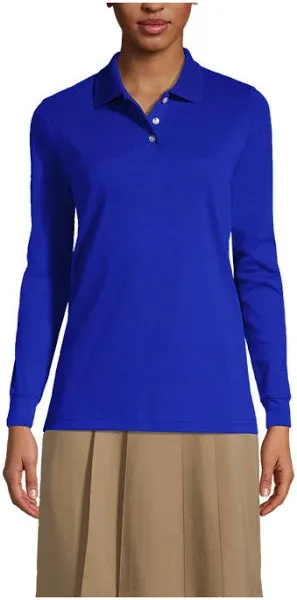 Lands' End School Uniform Women's Long Sleeve Interlock Polo Shirt