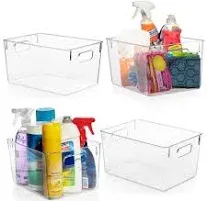  Plastic Storage Bins – Perfect Kitchen Organization or Pantry Storage – 4 Pack