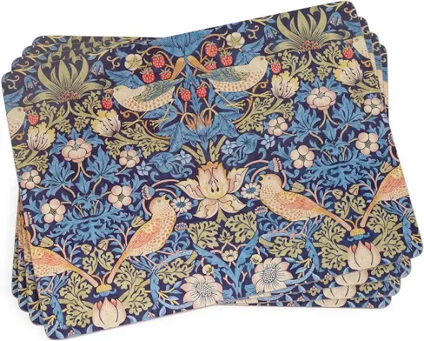 Morris &amp; Co Strawberry Thief Blue Placemats Set of 4