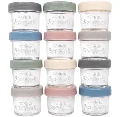 WeeSprout Glass Baby Food Storage Jars 12 Set 4 oz Baby Food Jars