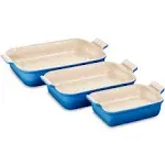 Le Creuset Set of (3) Heritage Rectangular Baking Dishes,Marseille