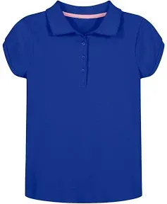 Nautica Girls&#039; School Uniform Short Sleeve Polo Shirt, Button Closure Large 12-1