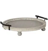 Kate and Laurel Bruillet Farmhouse Round Tray 15 inch Diameter