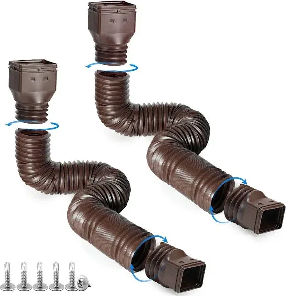 Brown 2-Pack Rain Gutter Downspout Extensions Drain