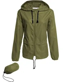 Avoogue Raincoat Women Lightweight Waterproof Rain Jackets Packable Outdoor Hooded Windbreaker