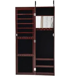 Costway Wall Door Mounted Mirrored Jewelry Cabinet