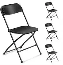 10 Pcs White Plastic Folding Chairs with Steel Frame, Portable Lightweight Comme