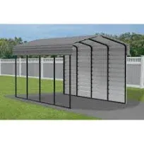 Arrow Carports Galvanized Steel Carport with 1-Sided Enclosure Compact Car Metal Carport Kit