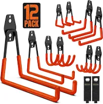 Efficient Tool Organization: 10 Heavy-Duty Garage Hooks with Cord Straps