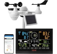 VEVOR 7-in-1 Wi-Fi Weather Station, 7.5 in Color Display, Home Weather Station