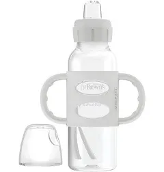 Dr. Browns Milestones Narrow Transitional Sippy Baby Bottle 8oz-250ml Gray