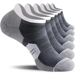  6 Pack Men&#039;s Running Ankle Socks with Cushion, Low Cut Large Black + Grey