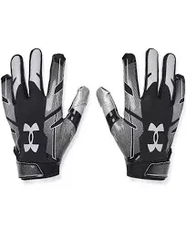 NEW UNDER ARMOUR youth ua f8 football gloves in black/metallic silver