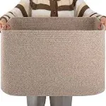 OIAHOMY XXLarge Rectangle Blanket Basket-96L, Cotton Woven Basket for Storage, Dirty Clothes Basket for Living Room, Nursery, Bedroom, Toy