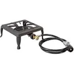 Single Burner Cast Iron Stove W/ Regulator Hose Adustable Valve Perfect Camping