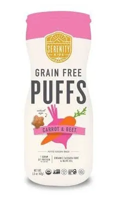 Serenity Kids Grain Free Puffs Baby Food, Carrot-Beet (1.5 oz)