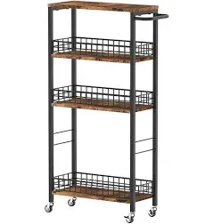 Slim Storage Cart Rolling Kitchen Cart with Wheels Narrow Laundry Storage Utilit