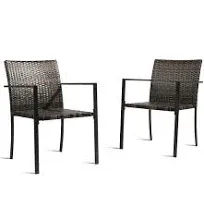 Best Choice Products Set of 2 Stackable Outdoor Wicker Dining Chairs, Brown