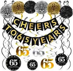 Famoby 80th Birthday Party Decorations Kit - Gold Glittery Cheers to 80 Year Banner12Pc