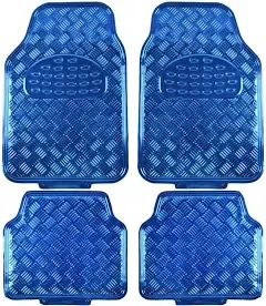 BDK MT-641-BL Universal 4-Piece Set Metallic Design Car Floor Mat - Blue 