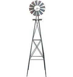 8FT Windmill Yard Garden Ornamental Windmill Weather Vane