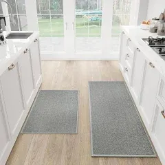 Kitchen Mat Set of 2 PCS, Cushioned Non Slip Rugs for 17.3&#034;x47&#034;+17.3<wbr/>&#034;x30&#034; Brown